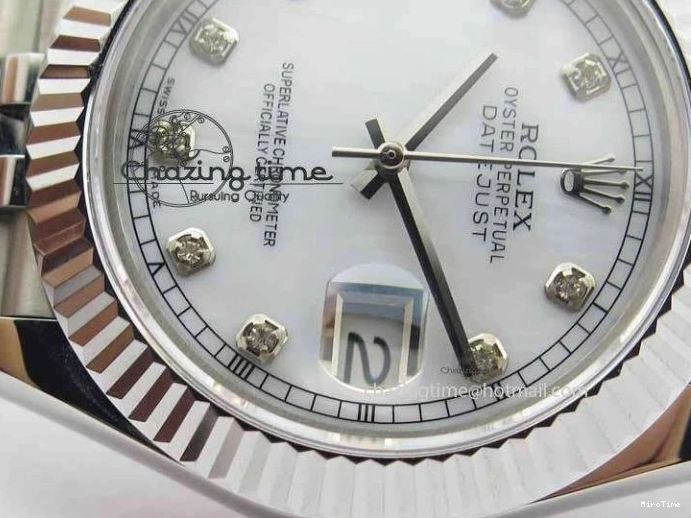 MiroTime 0514 EasyCare DateJust II 41mm BP Maker Best Edition White MOP Diamonds Dial On New Version Jubilee Bracelet A 3625